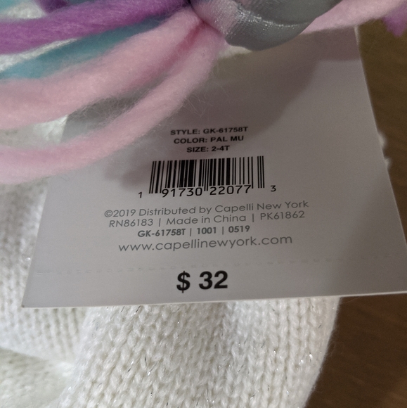 Kids Capelli Unicorn Hat & Mittens Set - Picture 3 of 6